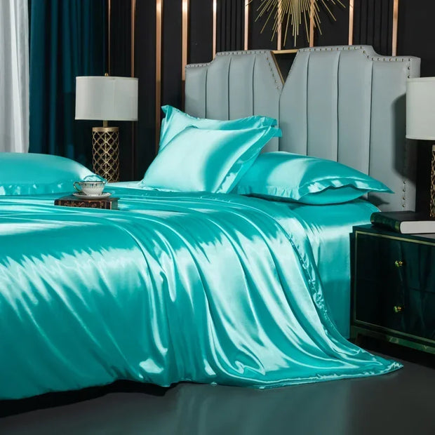 Luxury Satin Bedding Set Duvet Cover with Pillowcase European Style King Queen Size Comfortable Bed Set Bed Covers Linen Sheet