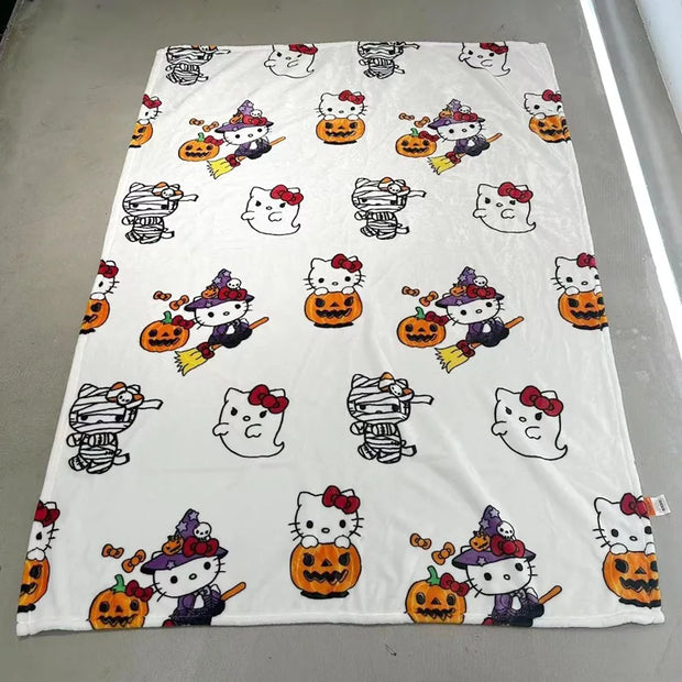 Halloween Ghost Hello Kitty Pluche Deken Sanrio Cartoon Grote Flanellen Deken Katoenen Bank Dutje Deken Bedlaken Kerstcadeau