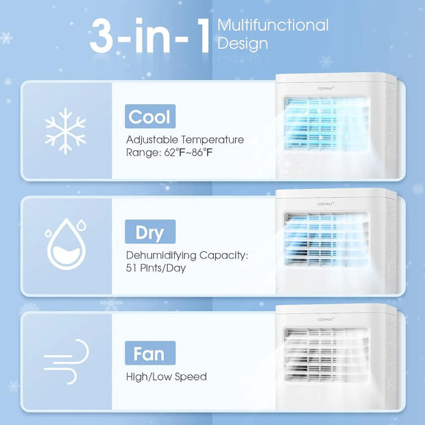 Portable Air Conditioner, 8000 BTU AC Unit with Built-in Dehumidifier, Fan Mode, Sleep Mode, 24H Timer, Remote Control,