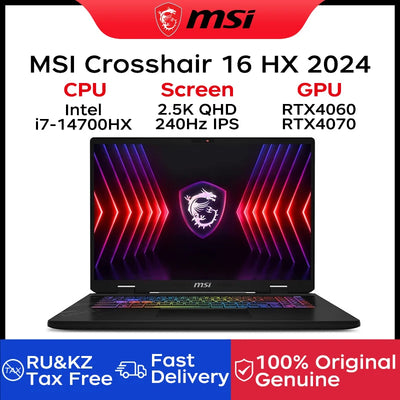 2024 MSI Crosshair 16 HX Laptop 16 Inch 2.5K QHD 240Hz IPS Screen Netbook i7-14700HX 16GB 1TB RTX4060 Notebook Gaming Computer