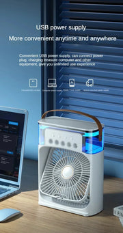 Xiaomi MIJIA 3 In 1 Air Humidifier Fan Portable Air Conditioners USB Electric Fan Air Cooler LED Night Light Water Mist Fun Home