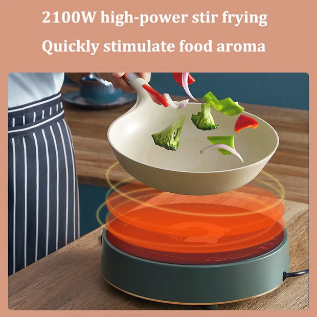 Bear Induction Cooker Circular 2100W Big Power Endless Knob Waterproof Panel Household Electromagnetic Stove Waterproof Panel