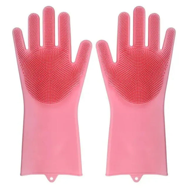 Dishwashing Cleaning Gloves Magic Silicone Rubber Dish Washing Gloves for Household Sponge Scrubber Kitchen Cleaning Tools