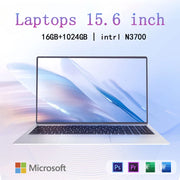 15.6 inch Laptop  Intel Pentium N3700 16GB RAM+2048GB ROM  Narrow Bezel Screen PC Windows 11 Office Entertainment Laptop