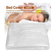 100Pcs Disposable Plastic Couch Cover Bedspread SPA Massage Treatment Table Sheets Transparent Beauty Bed Durable Easy Install