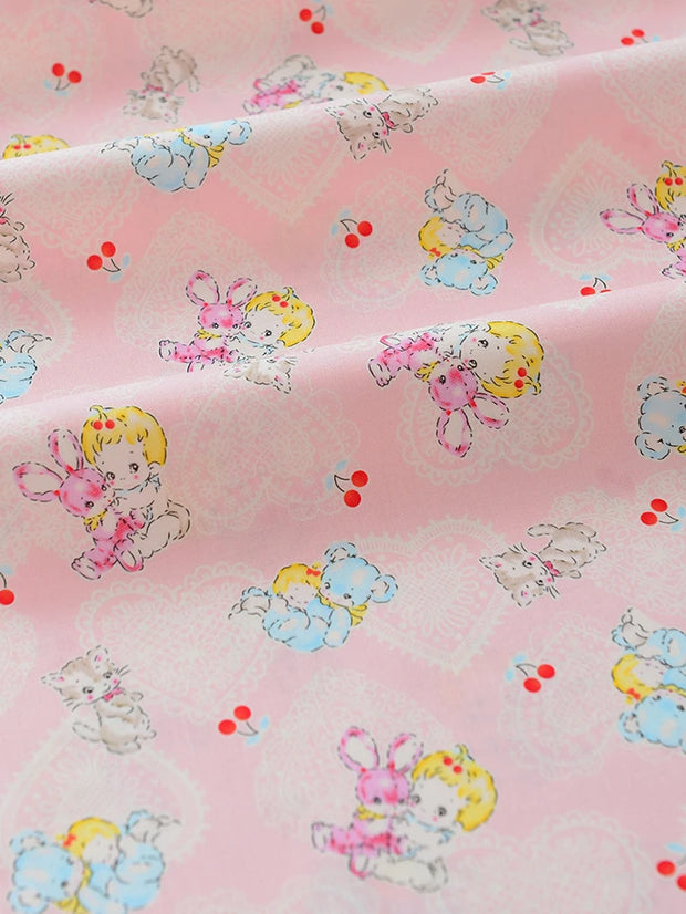 Pure Cotton Fabric Love Animals Baby and Children Cartoon Printed for Sewing Bed Sheet and Quilt Cover Handmade by Half Meter