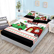 Christmas Fitted Sheet Set Cartoon Santa Claus Mattress Cover With Elastic Twin Full Queen King Size For Kids Boys Bed Linen