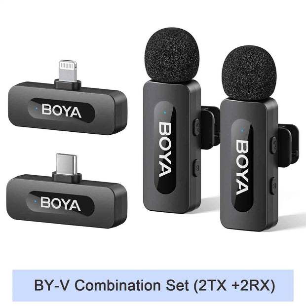 BOYA BY-V Professional Wireless Lavalier Mini Microphone for iPhone iPad Android Live Broadcast Gaming Recording Interview Vlog