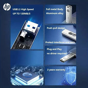 HP X796W USB3.2 Metal USB Flash Drive 256GB 128GB 64GB 32GB High Speed Sticks Creative Personality PenDrive