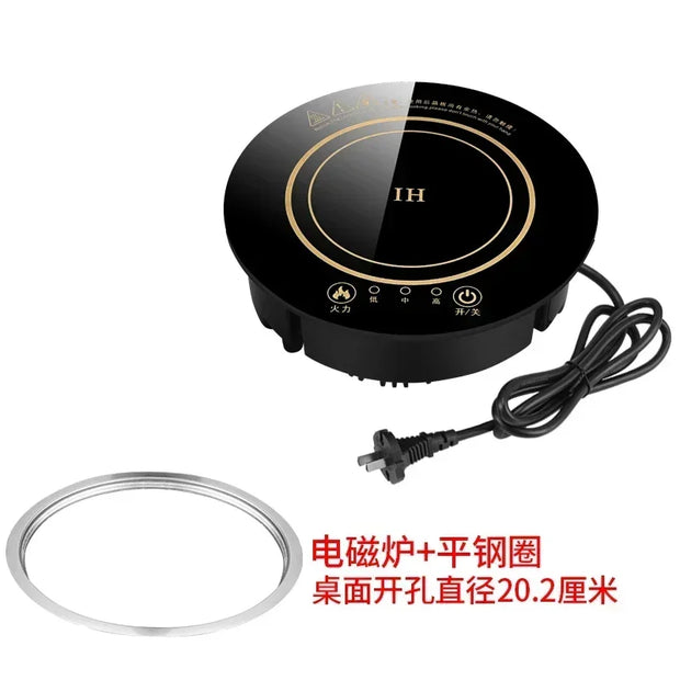 220V Compact Round Induction Cooker for Small Hot Pot, 800W Embedded Mini Single-Person Commercial Hot Pot Electric Stove