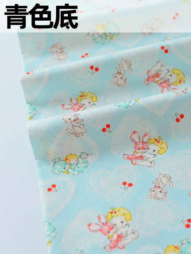 Pure Cotton Fabric Love Animals Baby and Children Cartoon Printed for Sewing Bed Sheet and Quilt Cover Handmade by Half Meter