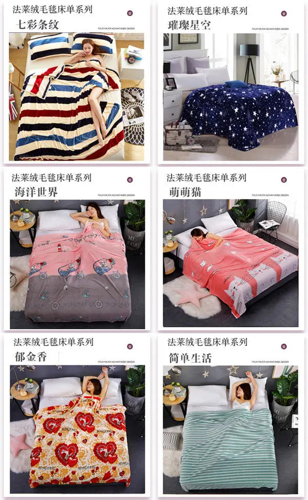 Hello Kitty Four Seasons Blanket Fast Warm Flannel Air Conditioned Blanket Student Dormitory Single Double Blanket Bed Sheet