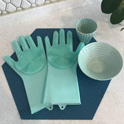 Dishwashing Cleaning Gloves Magic Silicone Rubber Dish Washing Gloves for Household Sponge Scrubber Kitchen Cleaning Tools