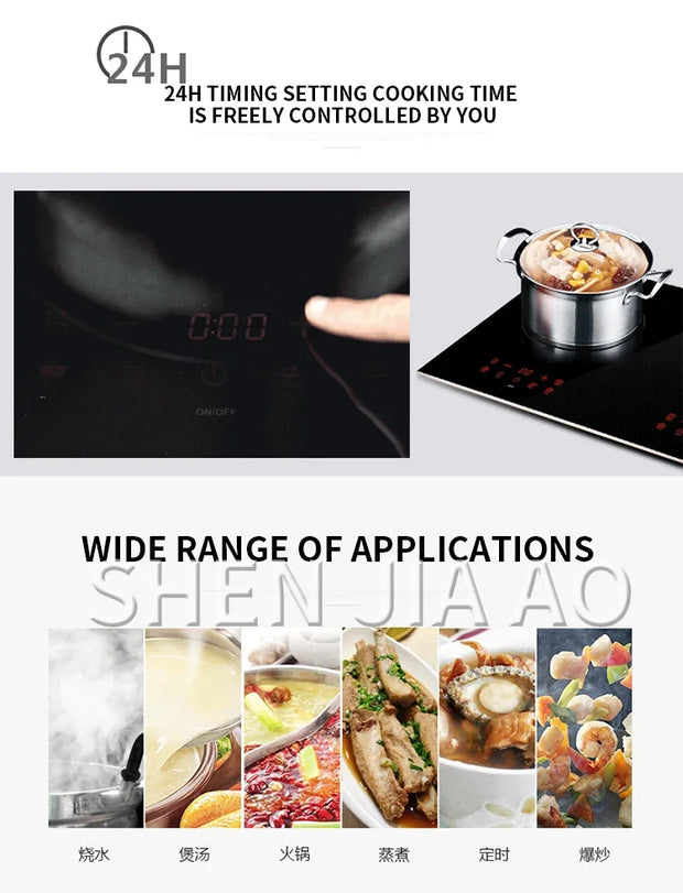 2200W*2 Induction Cooker Smart Double-head Electric Ceramic Stove Desktop Double Stove Induction Cooker Stir Fry