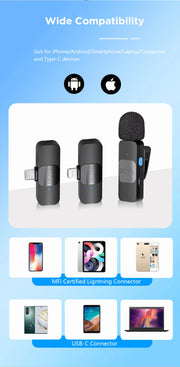 BOYA BY-V Professional Wireless Lavalier Mini Microphone for iPhone iPad Android Live Broadcast Gaming Recording Interview Vlog