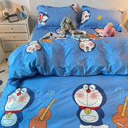 4 stuks/set Kawaii Anime Cartoon Doraemon Beddengoed Quilt Cover Student Beddengoed Zacht Microvezel Bedsprei Lichtgewicht Dekbedovertrek Geschenken