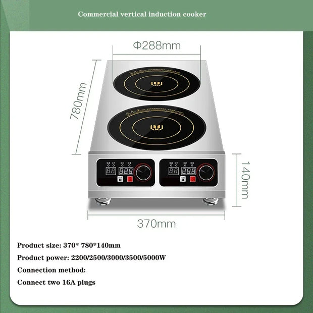 Commercial Induction Cooker Two-head High-power Claypot Stove 3500W Induction Cooker Double-head 2-eye Flat Induction Cooktop