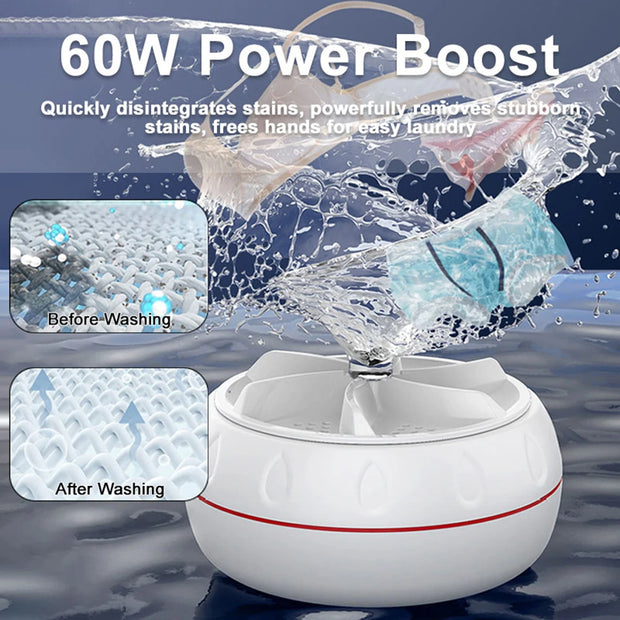 Mini Washing Machine Portable USB Rotating Turbo Fruit Ultrasonic Dishwasher For Clothes Home Kitchen Travel Remote Control미니세탁기