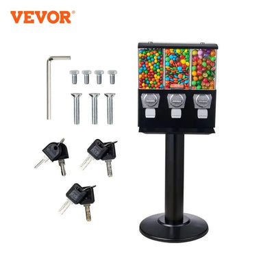 VEVOR Commercial Vending Machine Triple Compartment Candy Dispenser Gumball Bank and Candy Machine for Business Toy Bouncy Ball