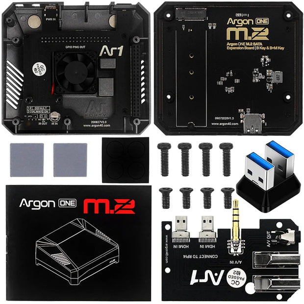 Argon ONE M.2 Case for Raspberry Pi 4 Model B M.2 SATA SSD to USB 3.0 Board Support UASP Built-in Fan Aluminum Case for RPI 4