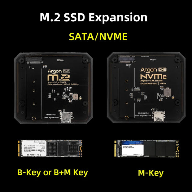Argon ONE M.2 Case for Raspberry Pi 4 Model B M.2 SATA SSD to USB 3.0 Board Support UASP Built-in Fan Aluminum Case for RPI 4