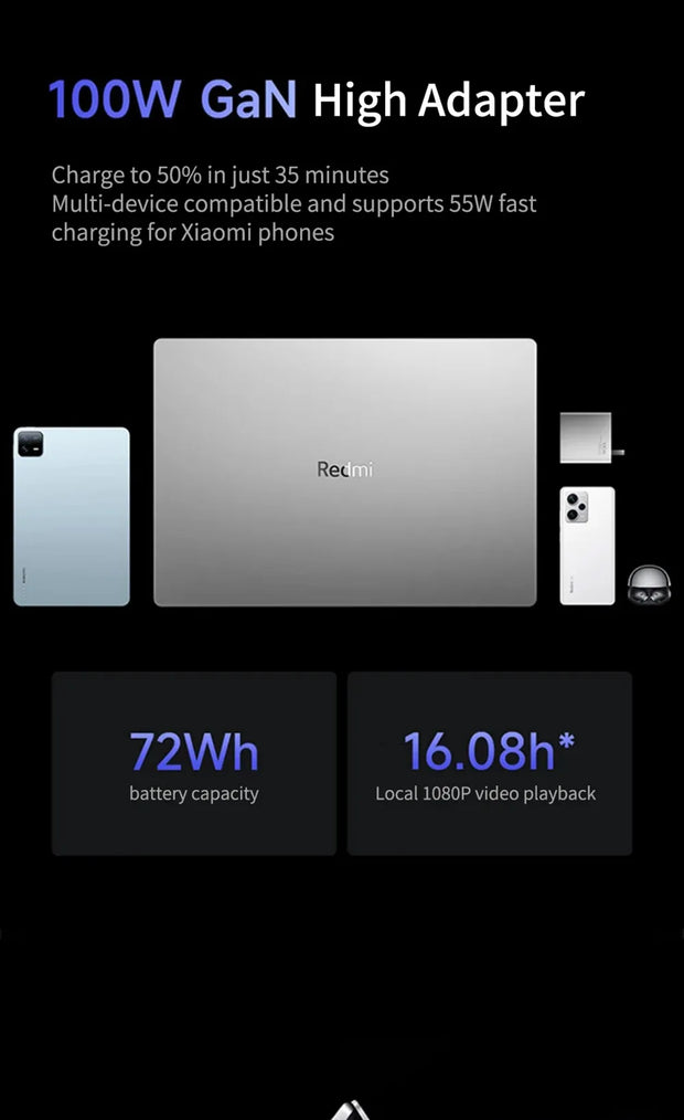 【Russia Warehouse】Xiaomi RedmiBook 16 2024 New i5-13420H/ 13500H/12450H 16G 512G 16inch Screen JYU4577CN/JYU4585CN/JYU4614CN