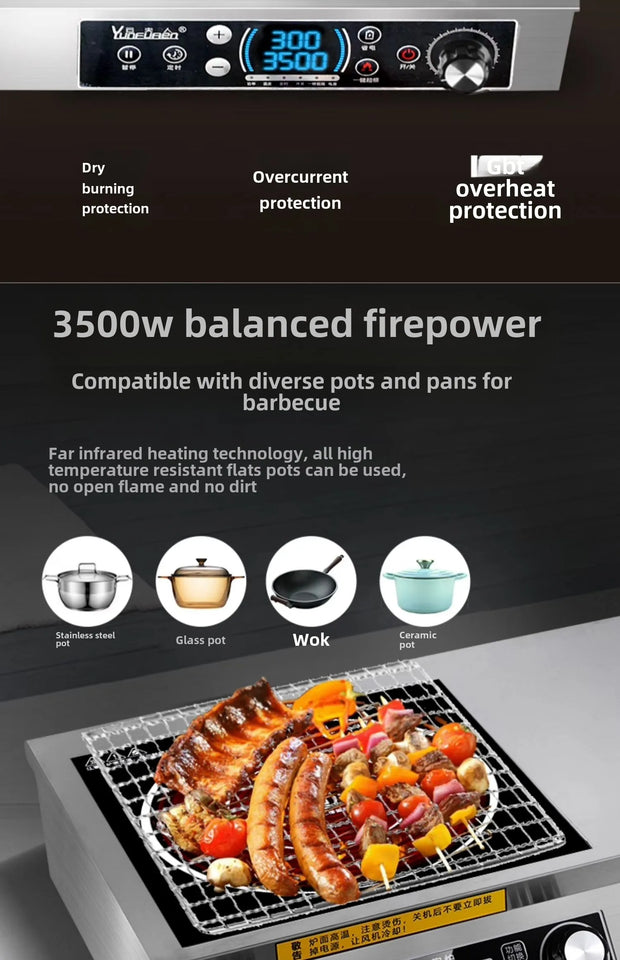 Concave Induction Cooker Electric Ceramic Stove Double Stove All-steel Desktop Commercial High-power 3500w Double-head Stove