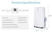 Portable Air Conditioner 9000 BTU, 3 in 1 Air Cooler with Fan & Dehumidifier, Quiet AC Unit Cools Rooms up to 350 sq.ft,