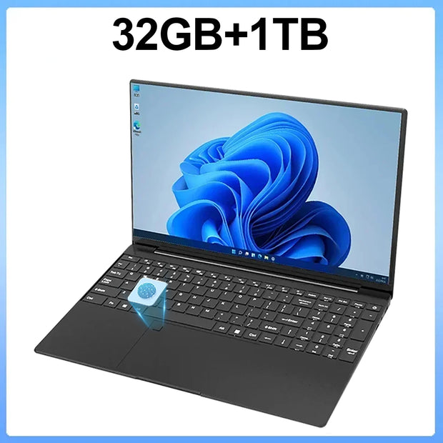 15.6' Office Study Laptop Computer Windows 11 32GB DDR4 1TB SSD N95 Unlock Notebook PC Computer FHD Display