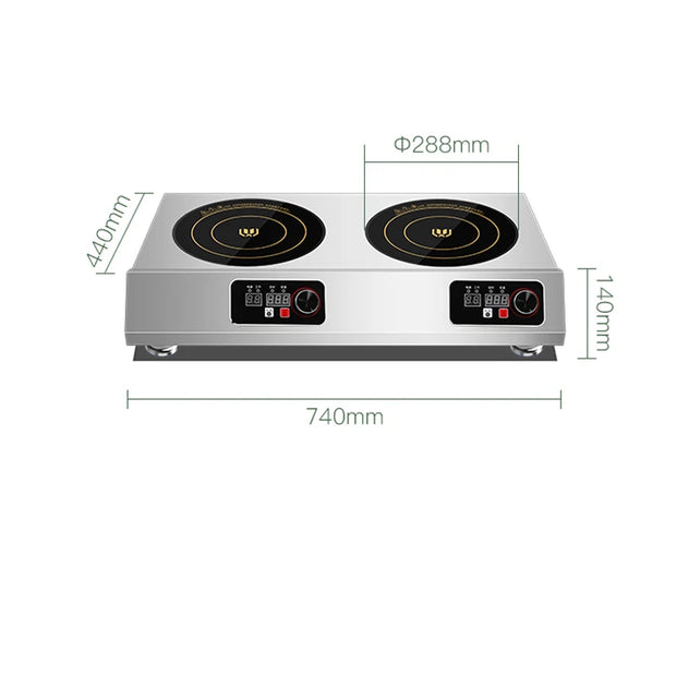 Commerciële inductiekookplaat Twee-kops hoogvermogen Claypot-fornuis 3500W inductiekookplaat Twee-kops 2-oogs vlakke inductiekookplaat