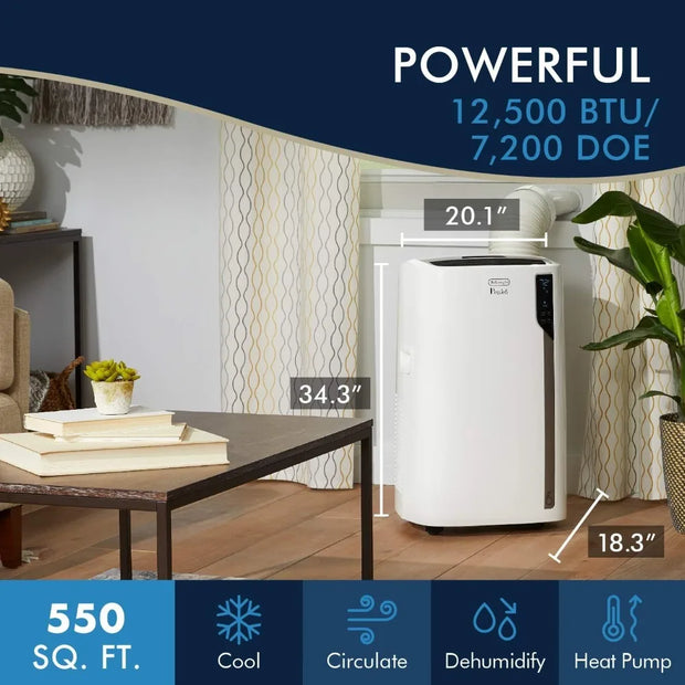 Portable Air Conditioner 12,500 BTU,cool extra large rooms up to 550 sq ft,wifi with alexa,energy saving,heat,quiet,