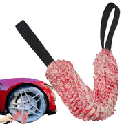 Car Wheel Wash Brush Car Drying Towel Long Strap Wheel Towel Portable Double-Sided Rim Cleaning Brush With Long Strap For Home