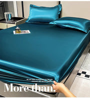 WOSTAR Luxury satin rayon elastic fitted sheet kit mattress cover summer silky bedspread couple double bed bedsheet king size 90