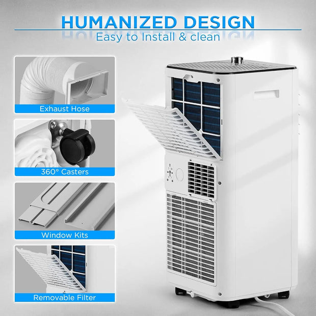 Finnmark 8,000 BTU Portable Air Conditioner, Dehumidifier and Fan, 3-in-1 Floor AC Unit for Rooms up to 300 Sq Ft, Sleep