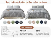 Simple&Opulence 100% Cotton Bedding Set 3Pcs Washed Comforter Boho Breathable Queen King Size Duvet Cover Bed Sheet Pillow Shams