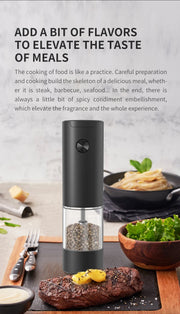 Electric Automatic Salt and Pepper Grinder Set Rechargeable With USB Gravity Spice Mill Adjustable Spices Grinder Kitchen Tools