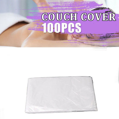 100Pcs Disposable Plastic Couch Cover Bedspread SPA Massage Treatment Table Sheets Transparent Beauty Bed Durable Easy Install