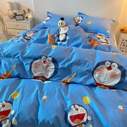 4 stuks/set Kawaii Anime Cartoon Doraemon Beddengoed Quilt Cover Student Beddengoed Zacht Microvezel Bedsprei Lichtgewicht Dekbedovertrek Geschenken