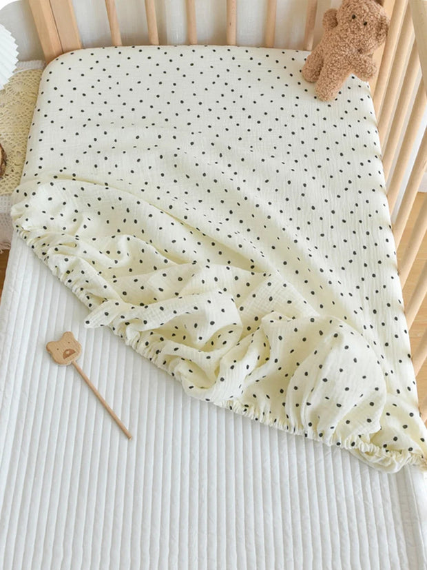 Cotton Gauze Baby Fitted Sheet 60x120/70x130CM Printed Mattress Cover Bedcover Newborn Cot Crib Bedsheet Children Bedding Set