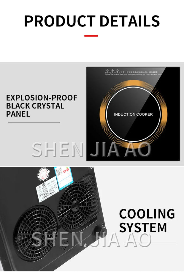 3500W high-power single-head induction cooker button control maximum load-bearing 50KG black crystal panel YS-3505