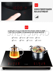 2200W*2 Induction Cooker Smart Double-head Electric Ceramic Stove Desktop Double Stove Induction Cooker Stir Fry