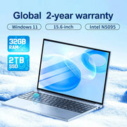 2024 Laptop 15.6 Inch 32GB Ram DDR4 2TB SSD Windows 11 10 Notebook Pc Gamer Intel N5095 Office Computer with Backlit Fingerprint