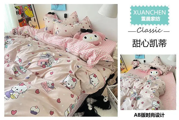 4 stuks/set Kawaii Anime Cartoon Doraemon Beddengoed Quilt Cover Student Beddengoed Zacht Microvezel Bedsprei Lichtgewicht Dekbedovertrek Geschenken