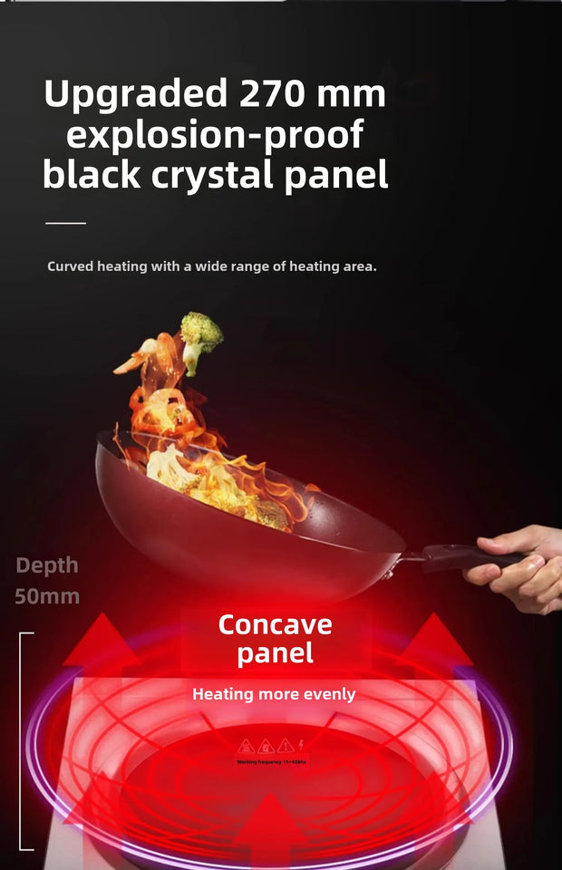 Concave Induction Cooker Electric Ceramic Stove Double Stove All-steel Desktop Commercial High-power 3500w Double-head Stove