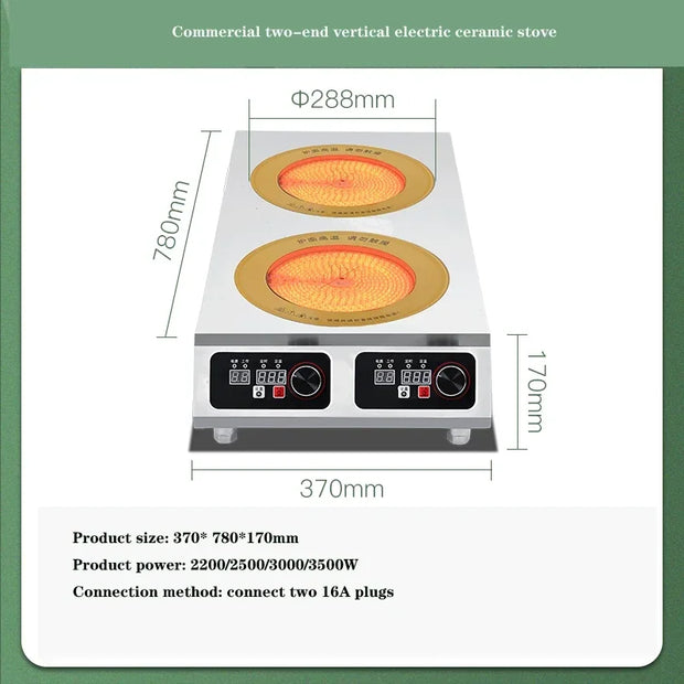 Commercial Induction Cooker Two-head High-power Claypot Stove 3500W Induction Cooker Double-head 2-eye Flat Induction Cooktop