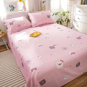 Kawaii Cartoon Pig Flat Sheet Twin Queen for Boy Girl Teen Room Decor Pink Bed Sheet Set 100% Cotton Bed Cover with 2 Pillowcase