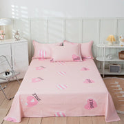 Kawaii Cartoon Pig Flat Sheet Twin Queen for Boy Girl Teen Room Decor Pink Bed Sheet Set 100% Cotton Bed Cover with 2 Pillowcase