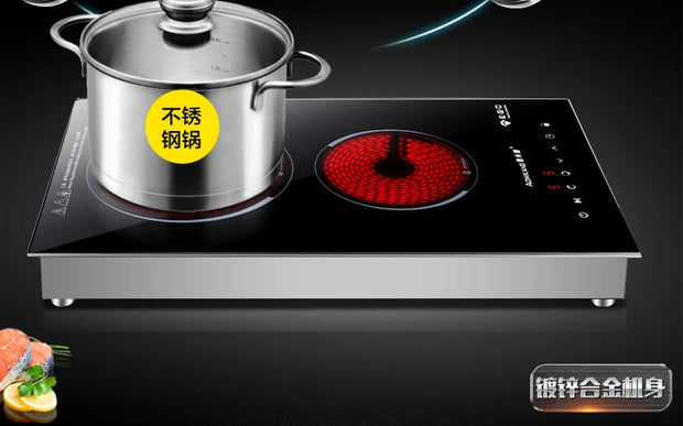 Embedded Double-head Electric Ceramic Stove Vertical Silent Induction Cooker Double Stove Desktop Inlaid Inlaid Light Wave Stove