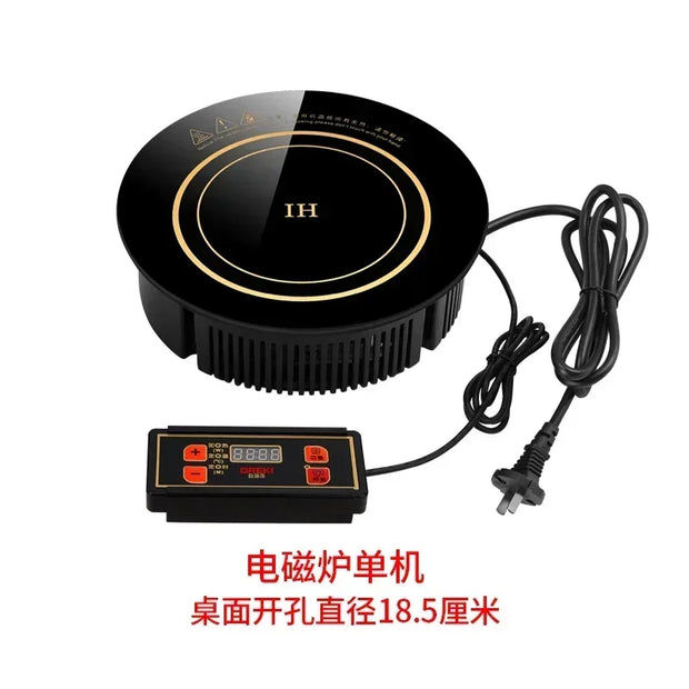 220V Compact Round Induction Cooker for Small Hot Pot, 800W Embedded Mini Single-Person Commercial Hot Pot Electric Stove