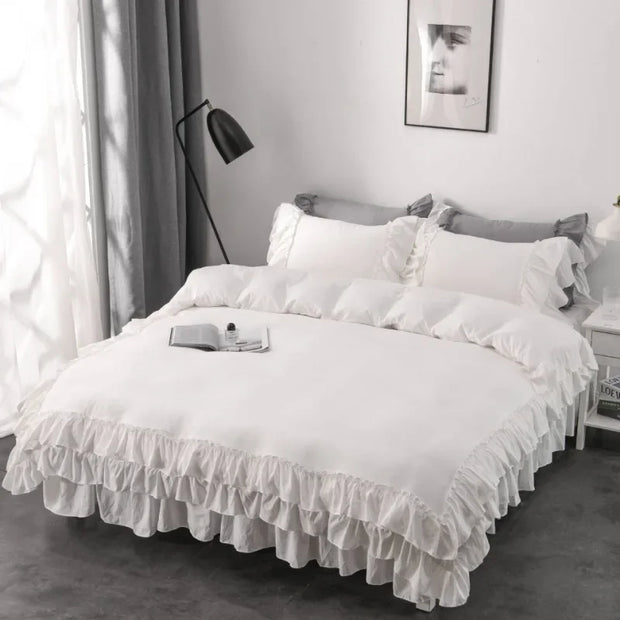 2/3pcs Lace Ruffle Bedding Set Luxury Bed Skirt Sheet Bedspread Korean Duvet Cover Girls Princess Bedspread Pillowcases